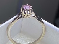 Vintage ArtCarved 14k white gold pink solitaire ring.