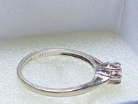 Vintage ArtCarved 14k white gold pink solitaire ring.