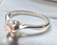 Vintage ArtCarved 14k white gold pink solitaire ring.