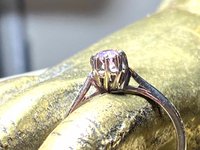 Vintage ArtCarved 14k white gold pink solitaire ring.