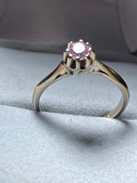 Vintage ArtCarved 14k white gold pink solitaire ring.