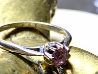 Vintage ArtCarved 14k white gold pink solitaire ring.