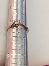 Vintage ArtCarved 14k white gold pink solitaire ring.