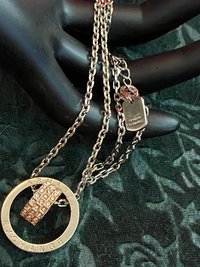Armani Exchange signed  Double Rings Pendant and silver necklace