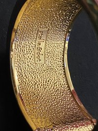 Stella & Dot Faux Snake Skin Wide Chunky Cuff/Bangle Bracelet With Rhinestone, Magnetic Clasp, and Stella and Dot Hallmarked