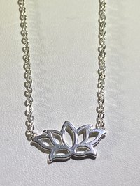 Silver tone Lotus pendant and necklace