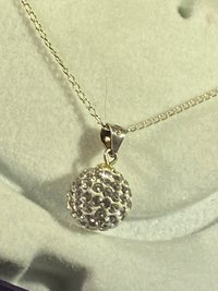 Sterling silver crystal Golf ball pave pendant and dangling earrings gift set
