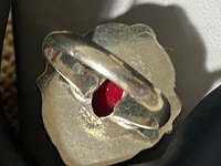 Large 925 Oval Red coral Art Nouveau statement ring