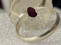 Large 925 Oval Red coral Art Nouveau statement ring