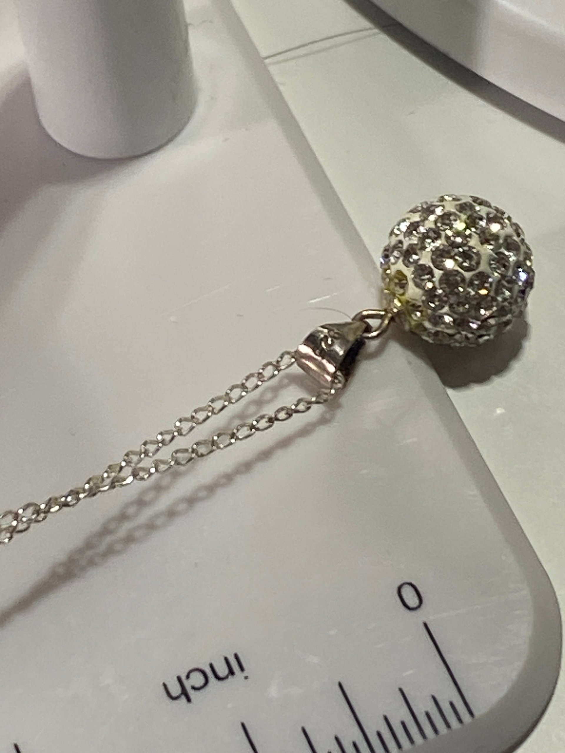 Sterling silver crystal Golf ball pave pendant and dangling earrings gift set